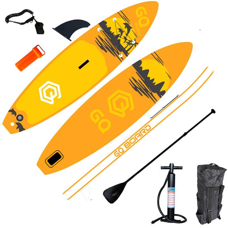 Сапборд GQ DP (335*81*15) оранжевый дельфины и горы, код 78927